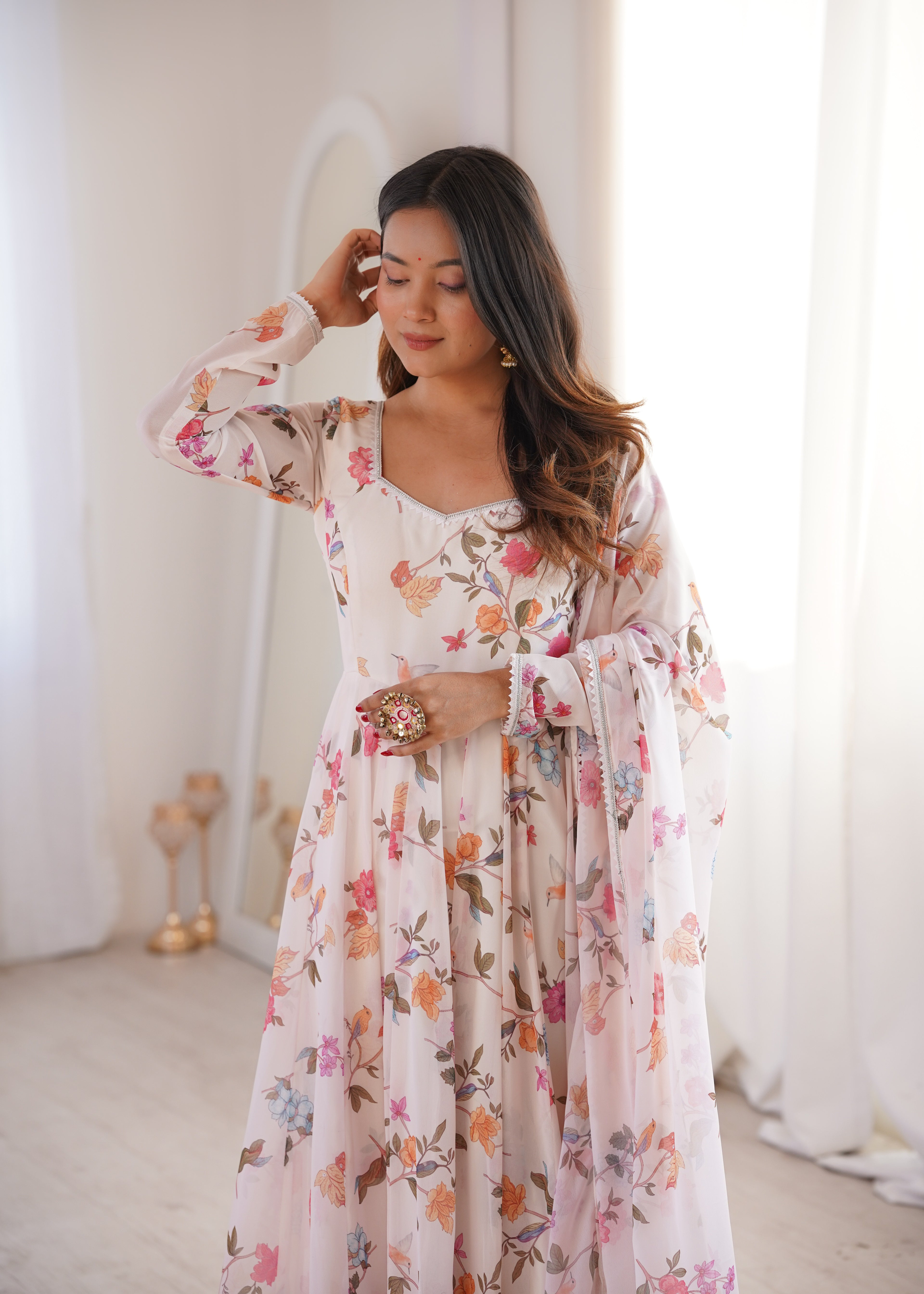 Coffee Georgette Kurta Set