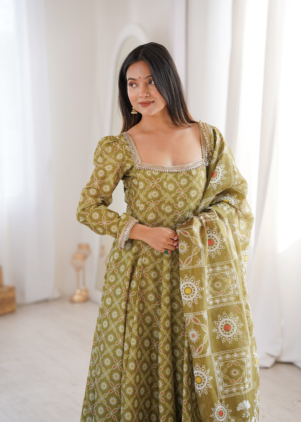 Mahendi Printed Maslin Suit Set