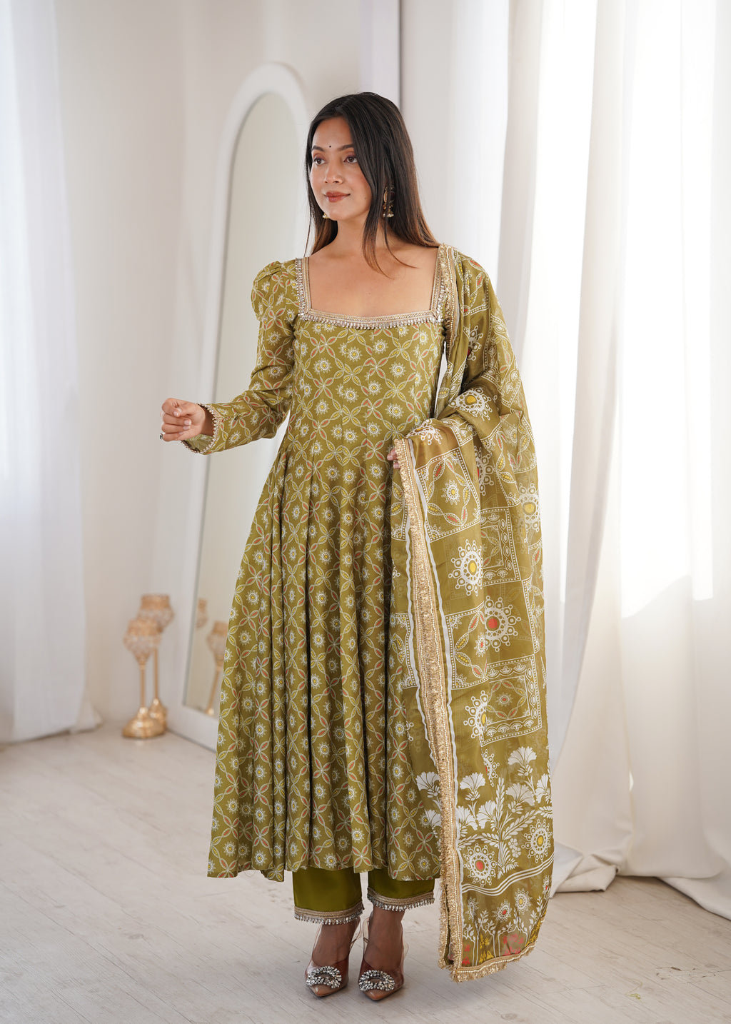 Mahendi Printed Maslin Suit Set