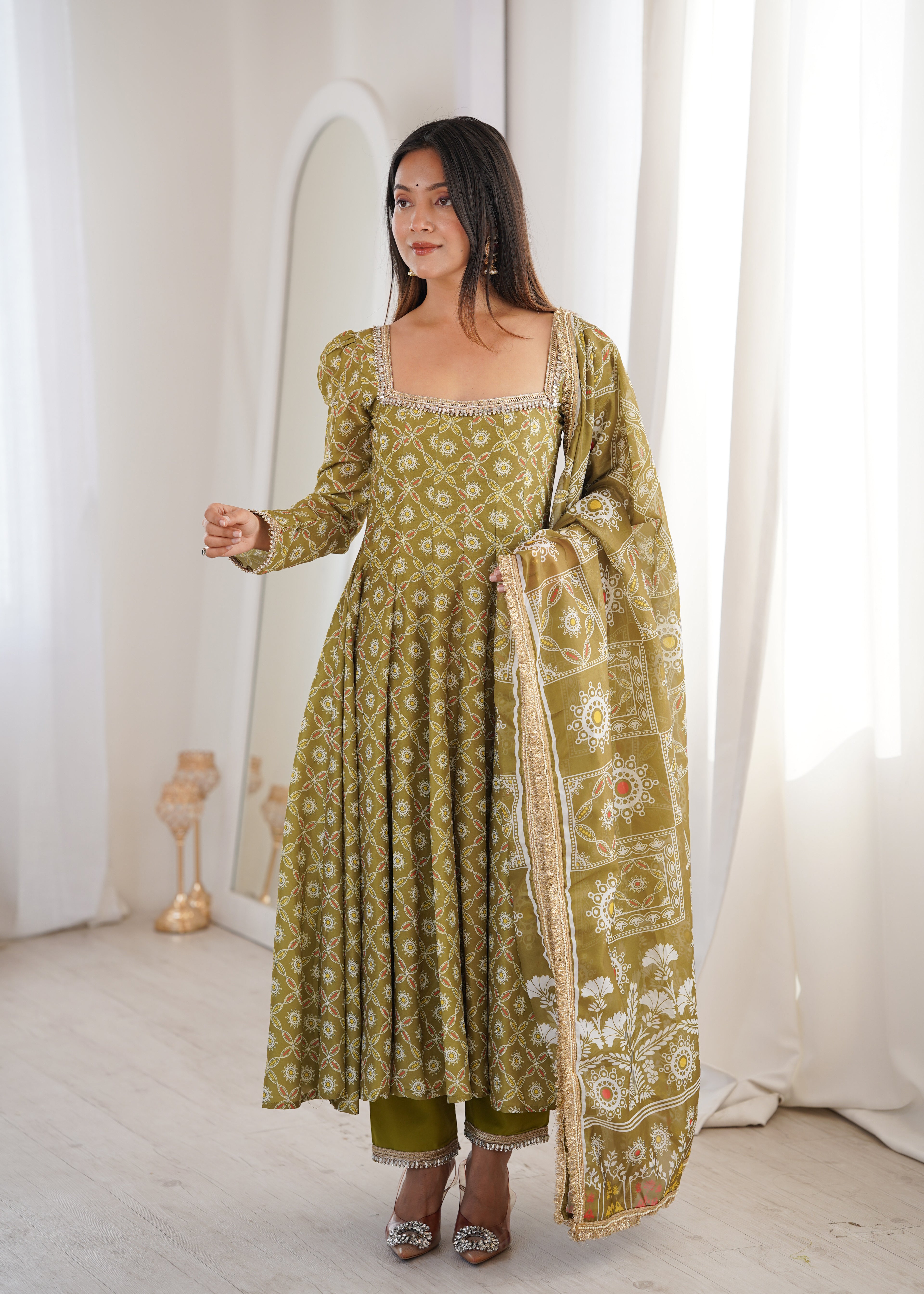 Mahendi Printed Maslin Suit Set