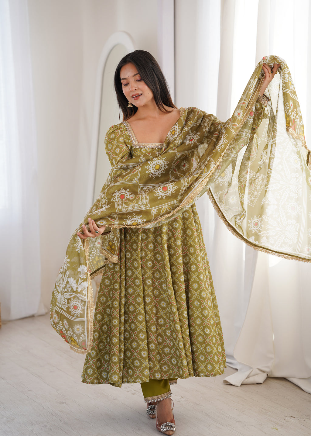 Mahendi Printed Maslin Suit Set