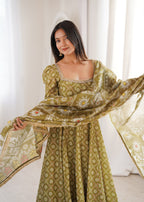 Mahendi Printed Maslin Suit Set