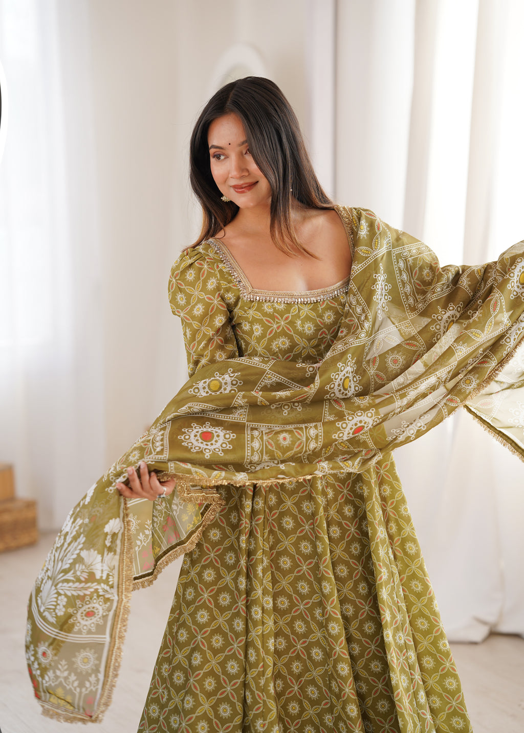 Mahendi Printed Maslin Suit Set