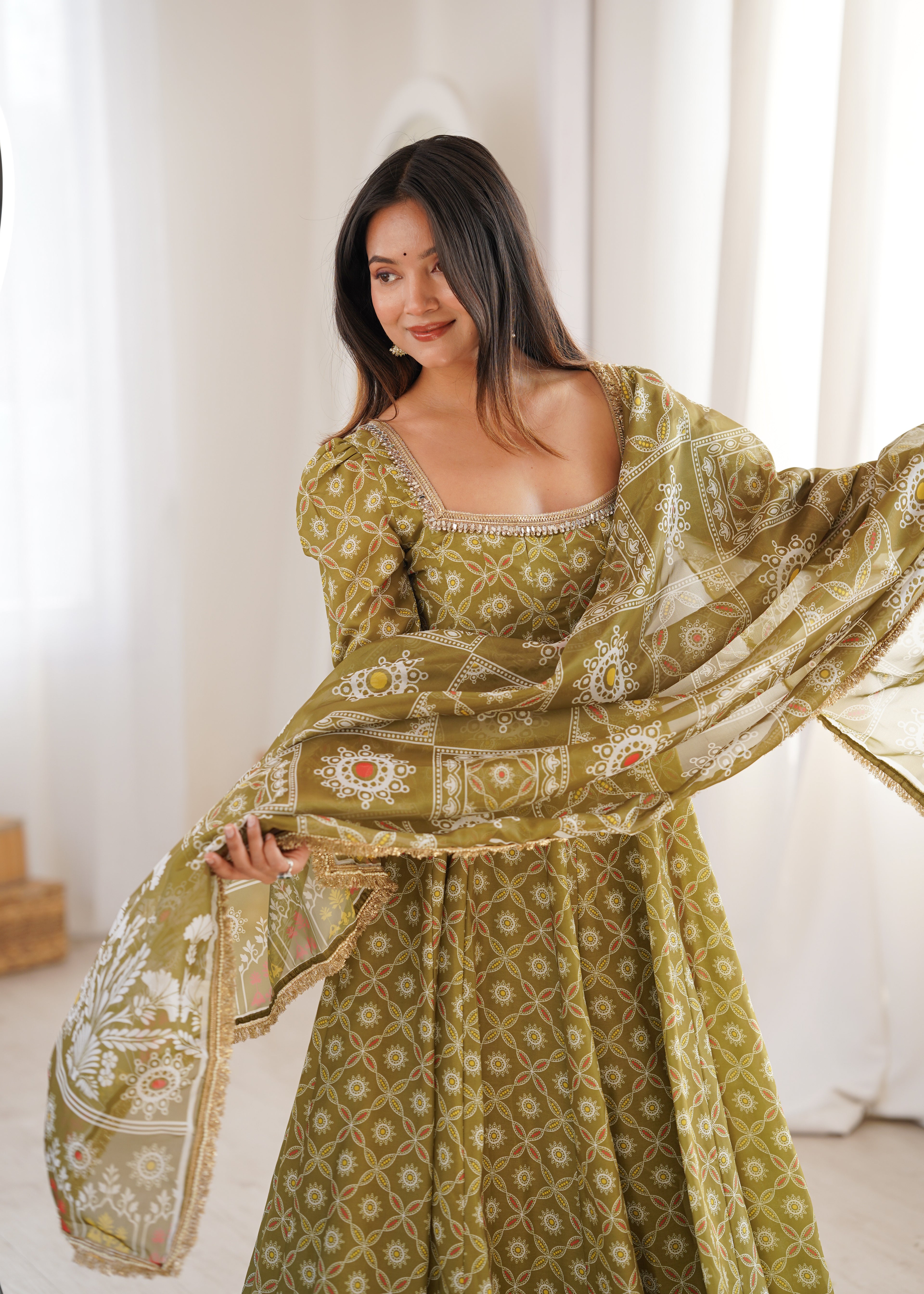 Mahendi Printed Maslin Suit Set