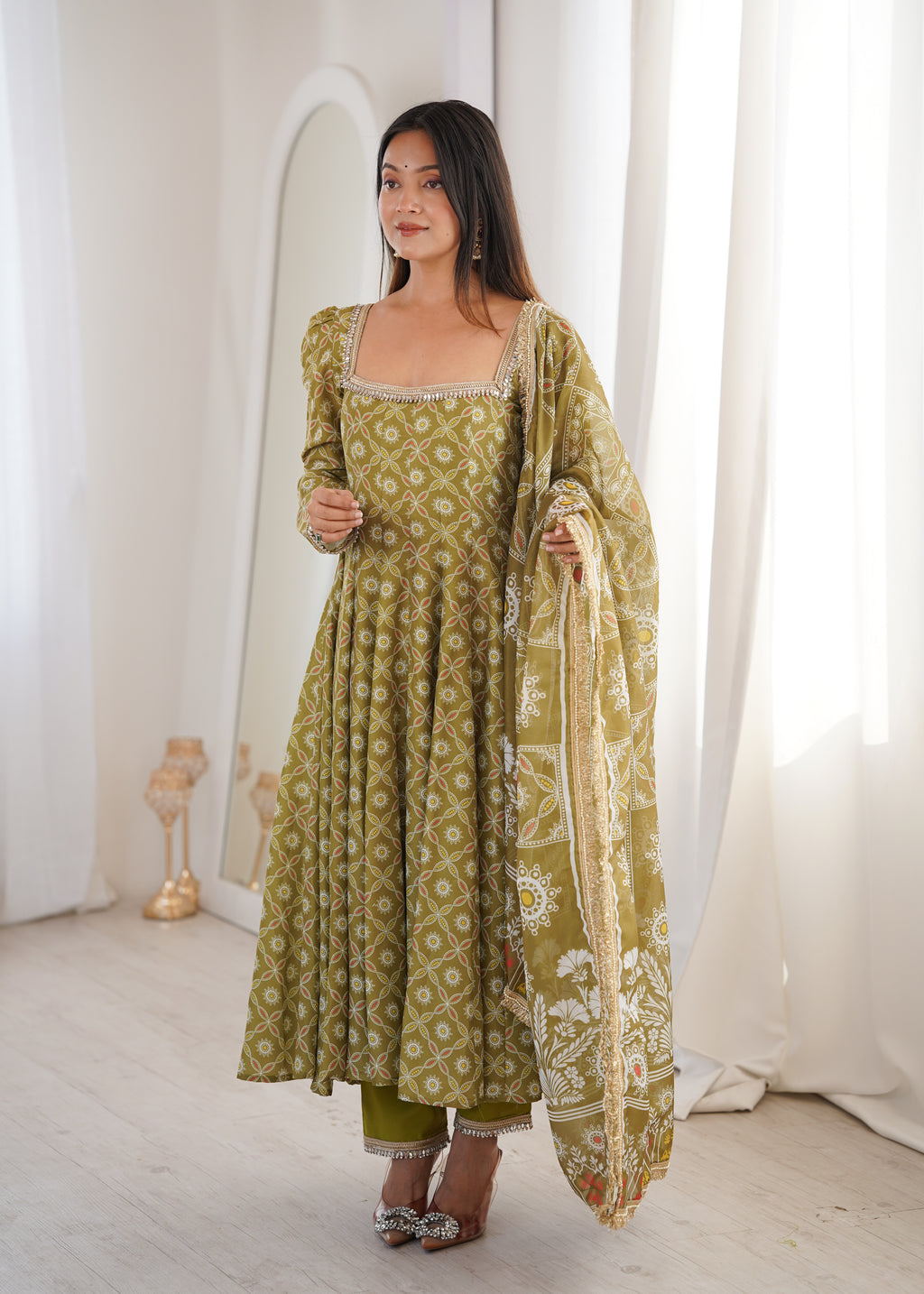 Mahendi Printed Maslin Suit Set