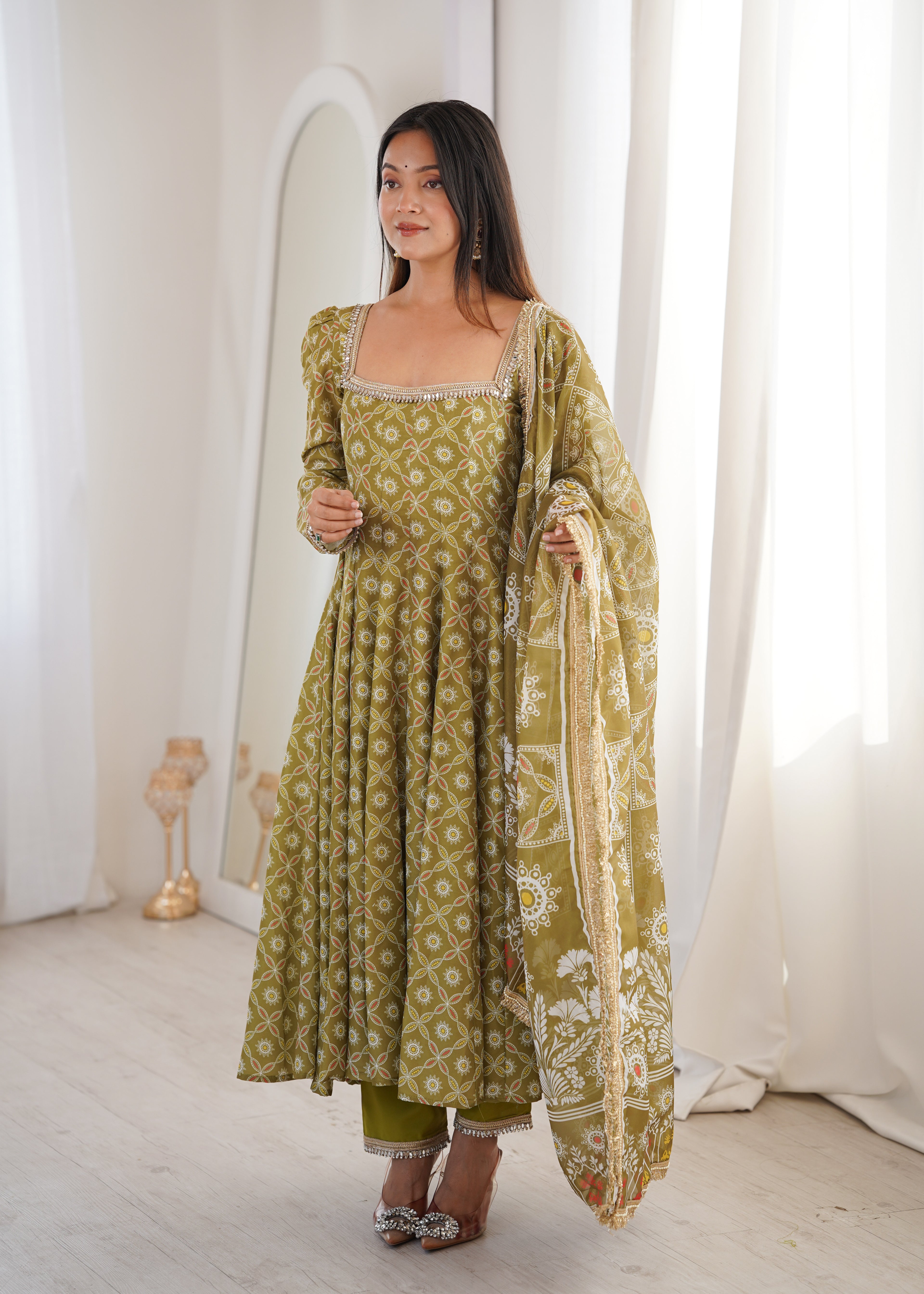 Mahendi Printed Maslin Suit Set