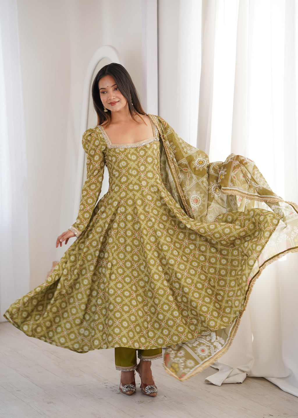 Mahendi Printed Maslin Suit Set