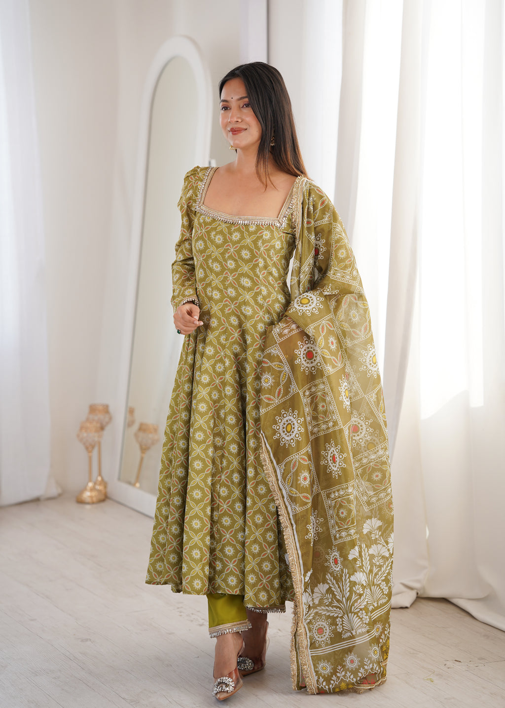 Mahendi Printed Maslin Suit Set