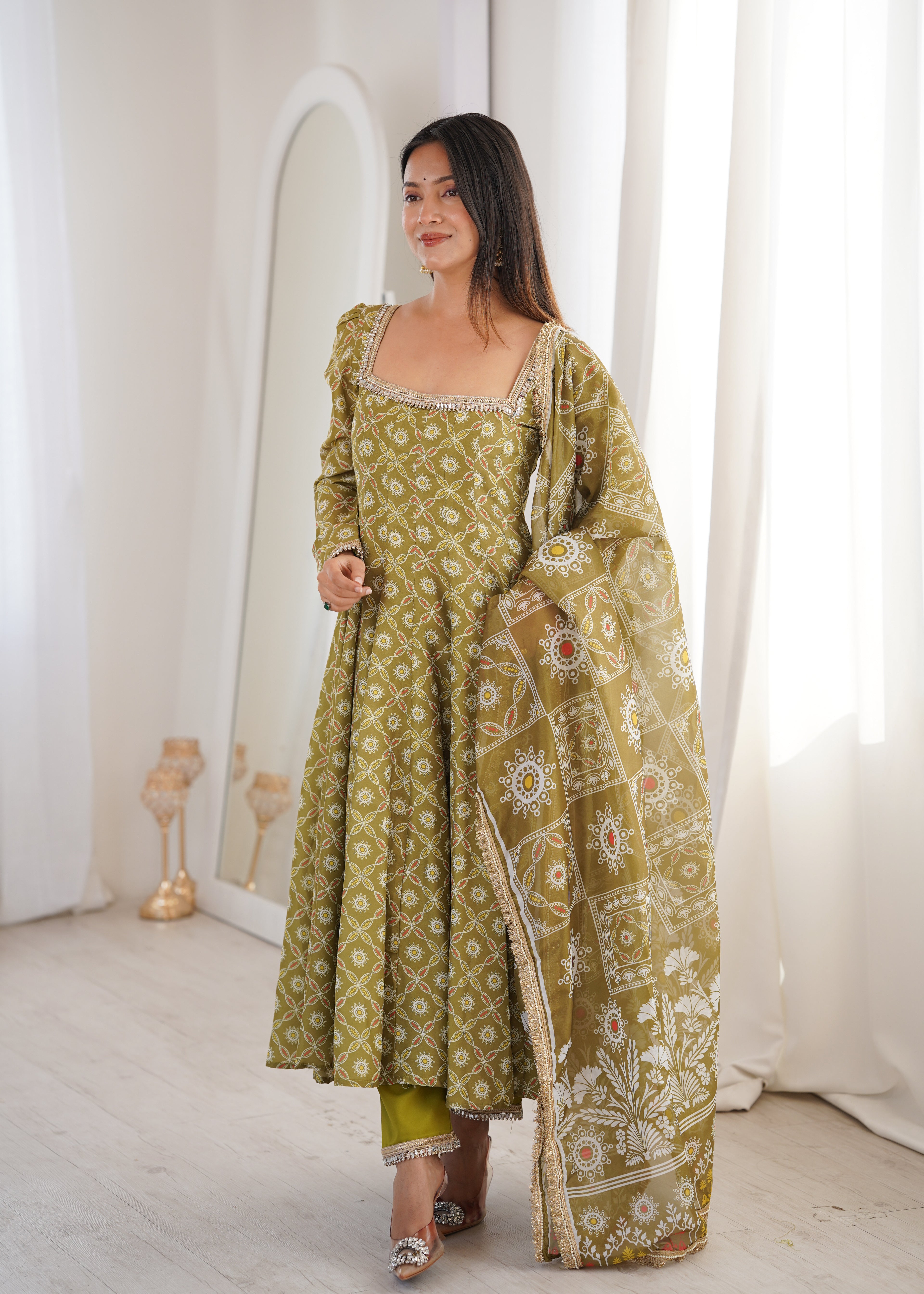 Mahendi Printed Maslin Suit Set