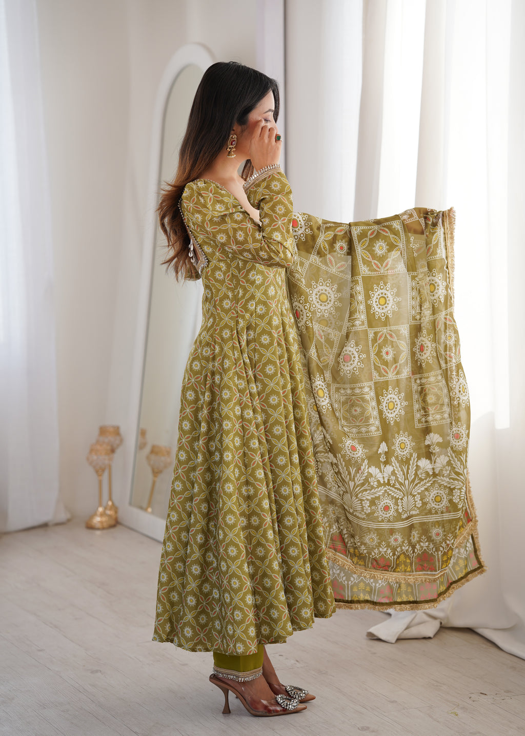 Mahendi Printed Maslin Suit Set