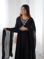 Black Georgette Embroidery Kurta Set