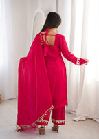 Pink Real Mirror Lace Work Stylish Suit Set