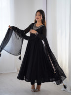 Black Georgette Embroidery Kurta Set