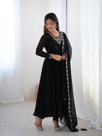 Black Georgette Embroidery Kurta Set