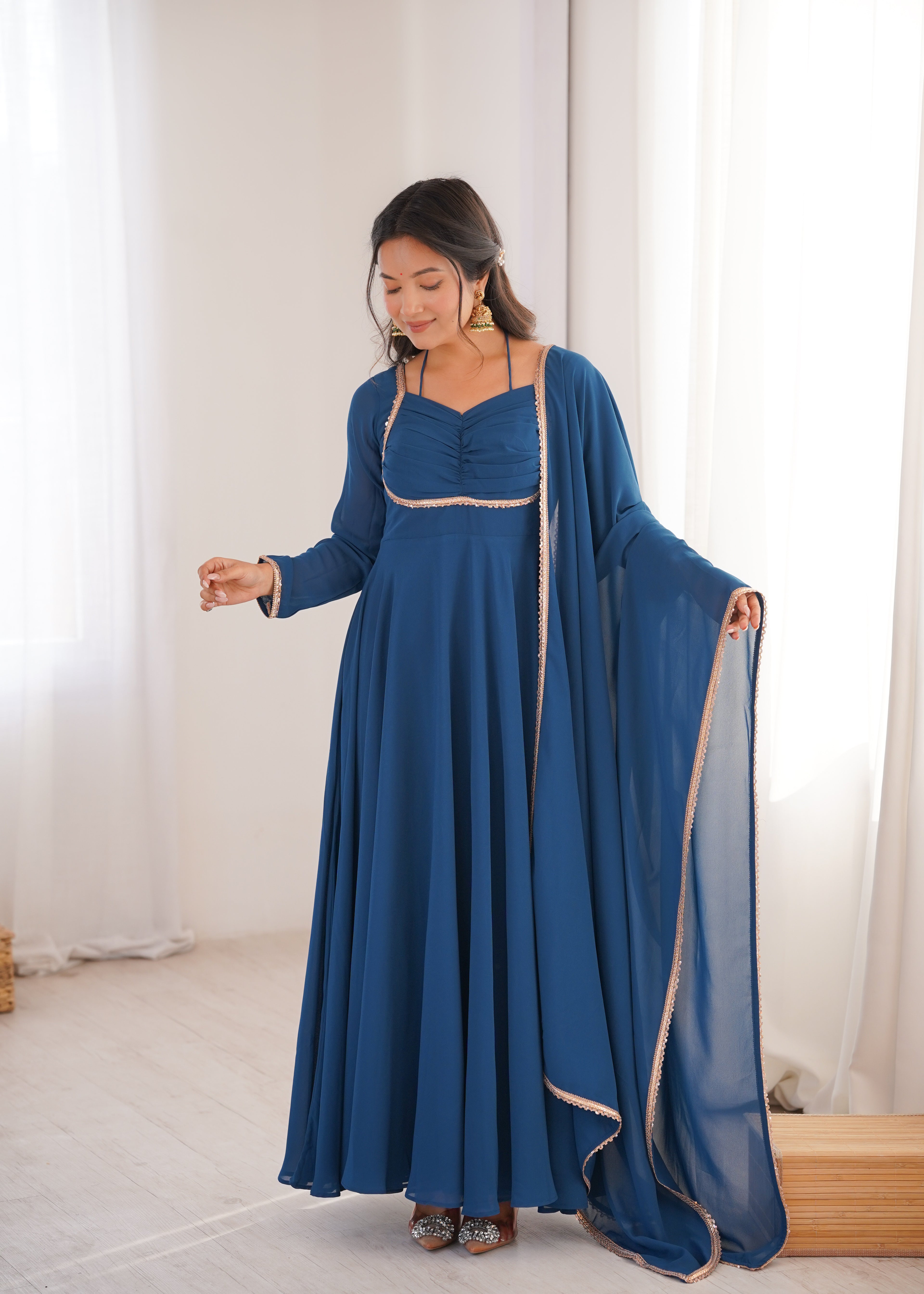 Nithya Georgette Kurta Set (BLUE)