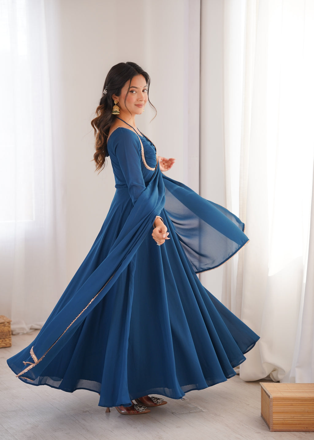 Nithya Georgette Kurta Set (BLUE)