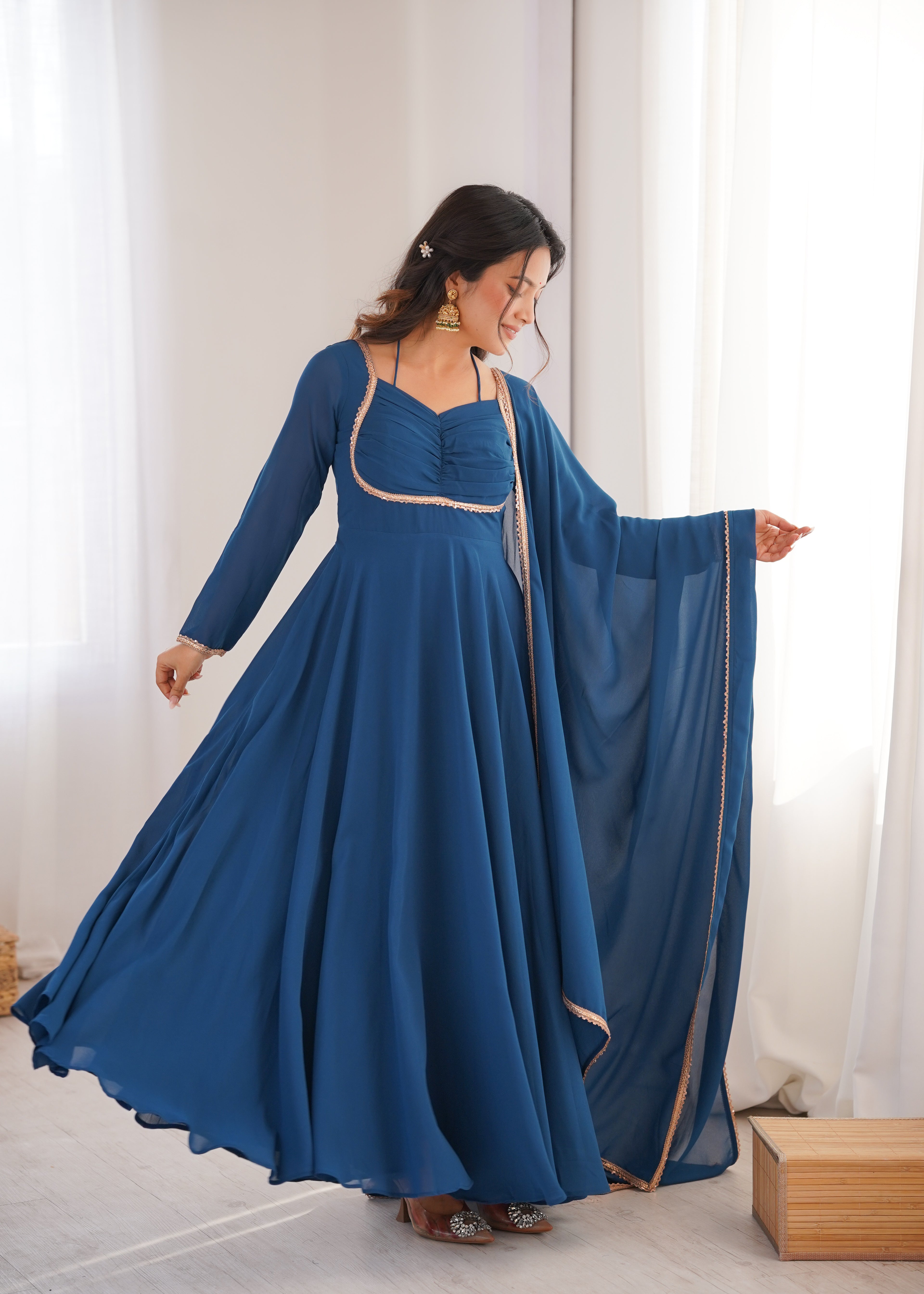 Nithya Georgette Kurta Set (BLUE)
