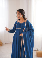 Nithya Georgette Kurta Set (BLUE)
