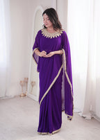 Purple Georgette Ready To Wear Saree