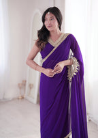 Purple Georgette Ready To Wear Saree
