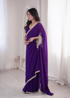 Purple Georgette Ready To Wear Saree