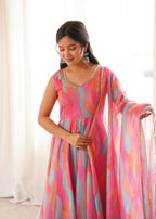 Pink Rainbow Organza Suit Set