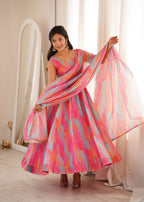 Pink Rainbow Organza Suit Set