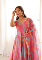 Pink Rainbow Organza Suit Set
