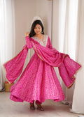 Pink Bandhani Real Mirror Work Suit Set