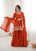 Fanta Georgette With Embroidery Sequence Sharara Set