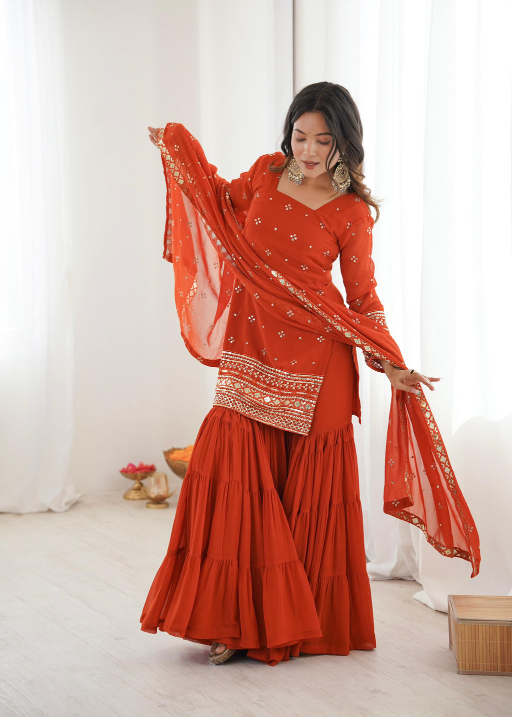 Fanta Georgette With Embroidery Sequence Sharara Set