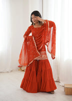 Fanta Georgette With Embroidery Sequence Sharara Set