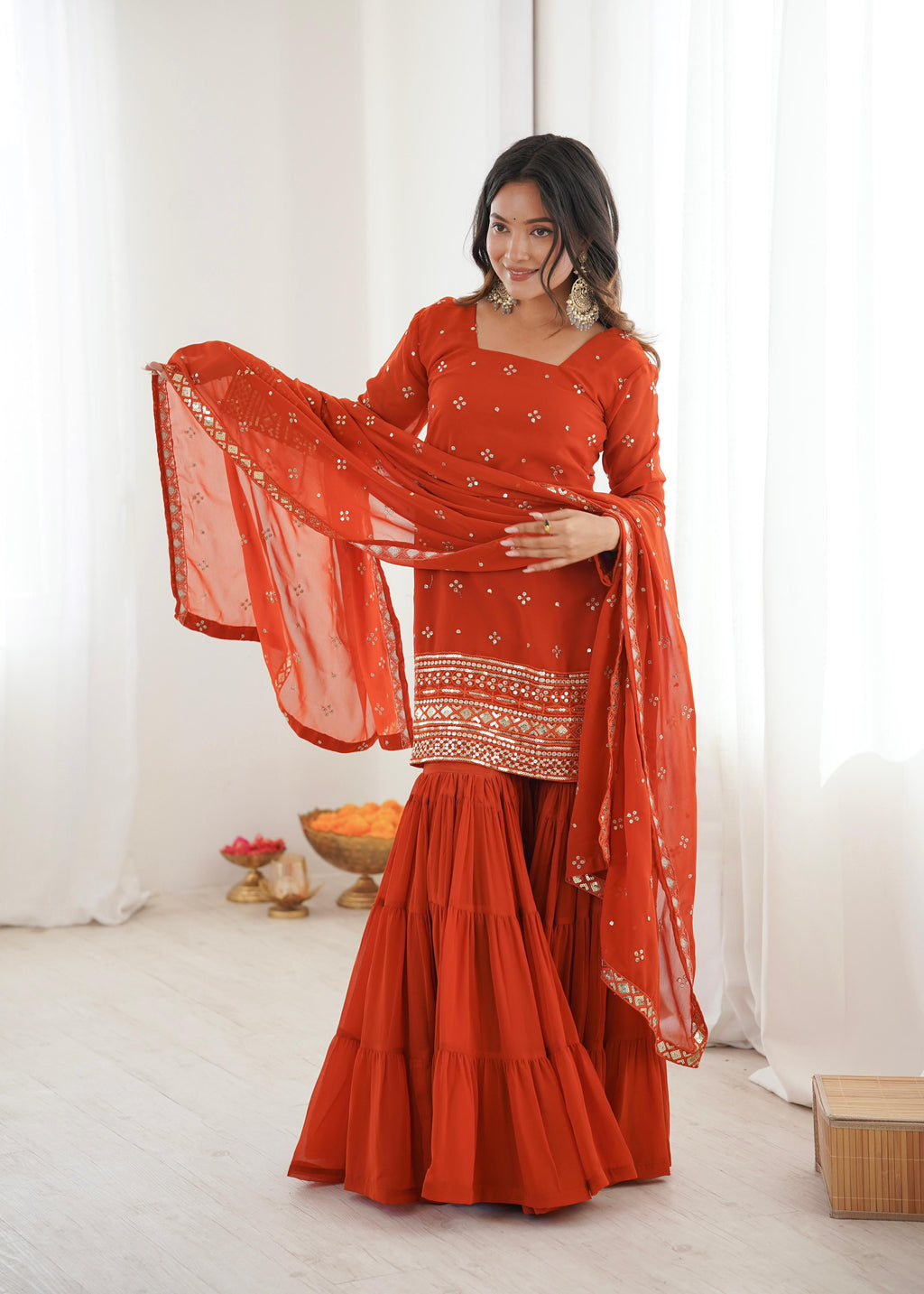 Fanta Georgette With Embroidery Sequence Sharara Set