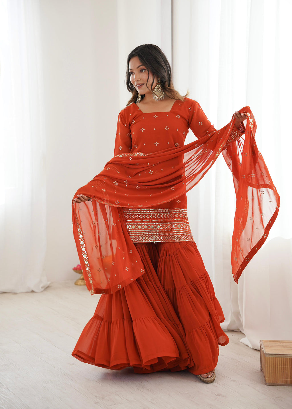 Fanta Georgette With Embroidery Sequence Sharara Set