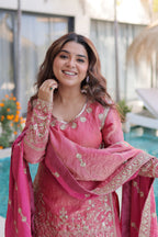 Pink Fendi Crush Embroidered Sharara Set