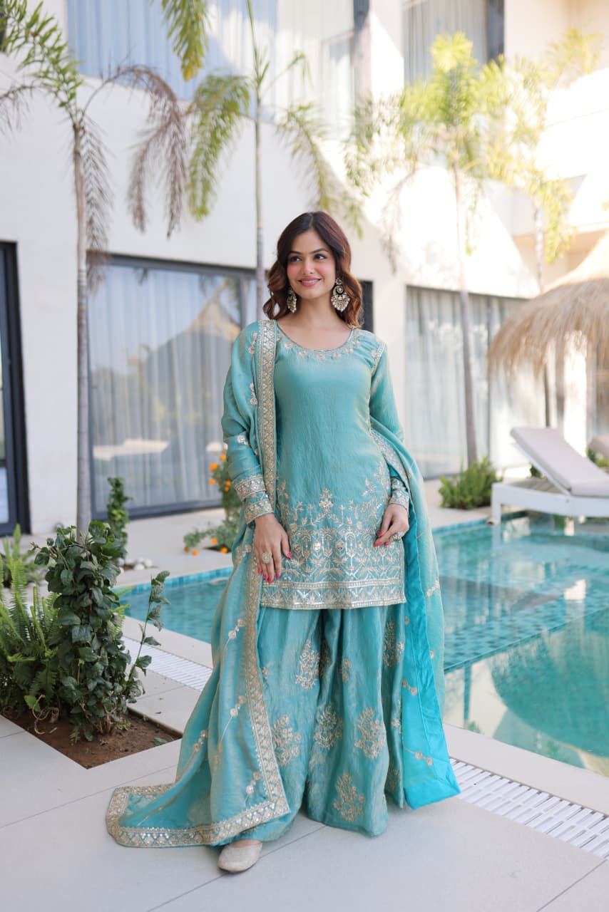 Rama Fendi Crush Embroidered Sharara Set