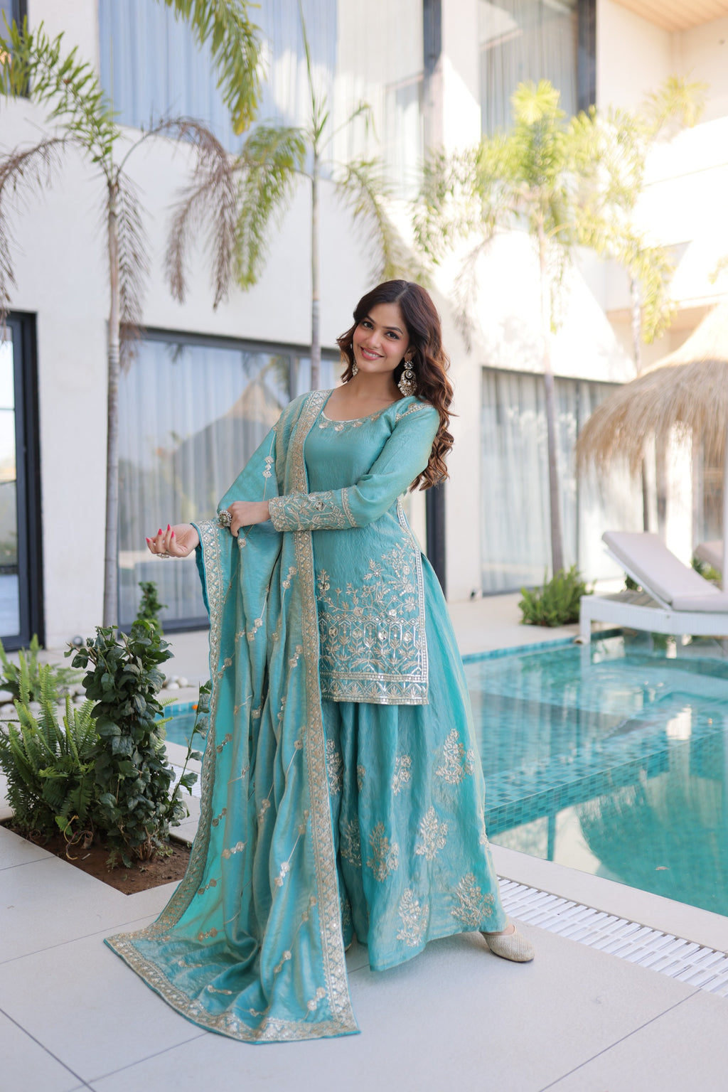 Rama Fendi Crush Embroidered Sharara Set