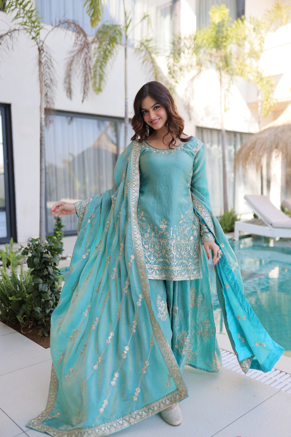 Rama Fendi Crush Embroidered Sharara Set