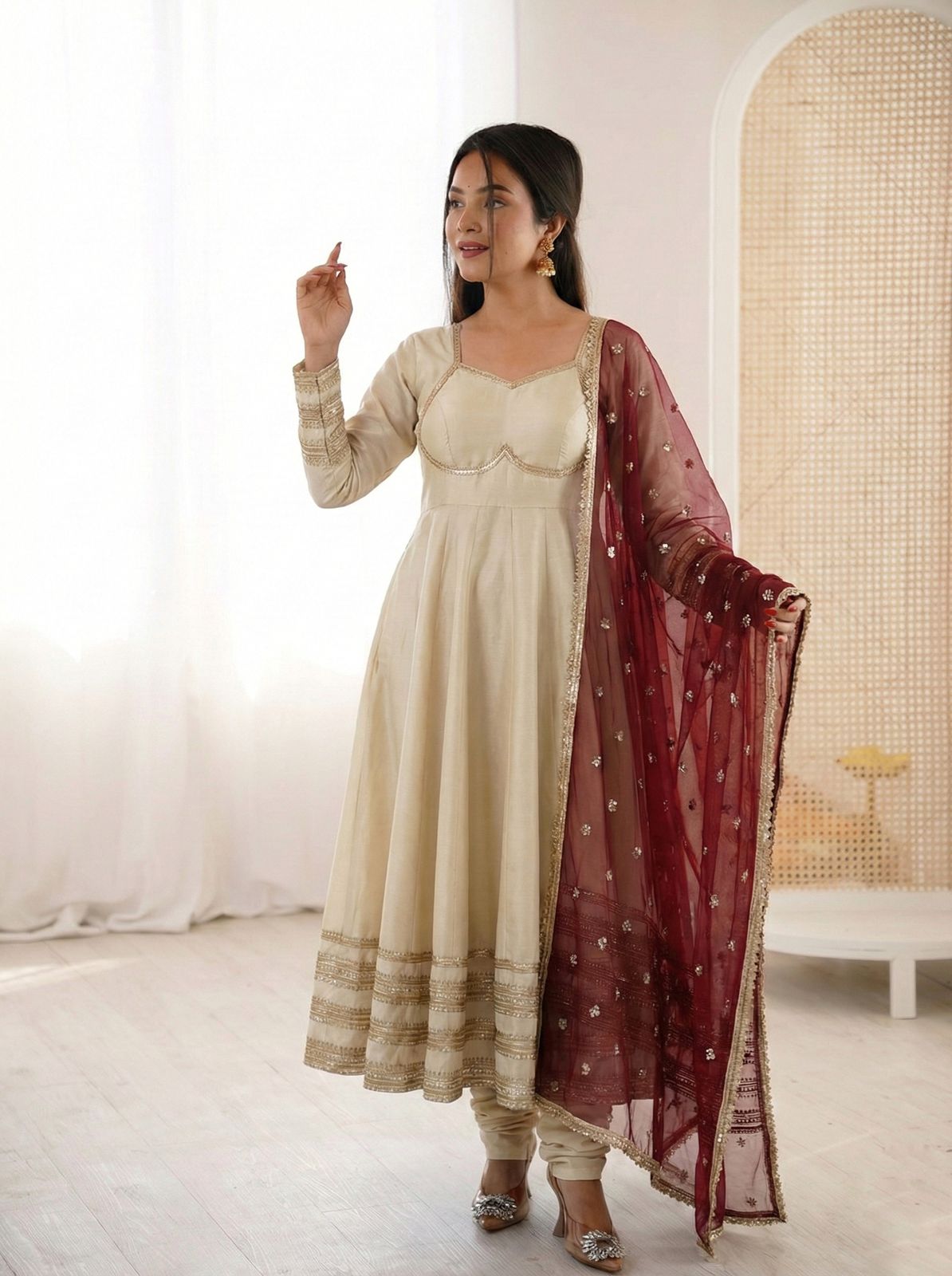 Cream Cosmos Gold Kurta Set
