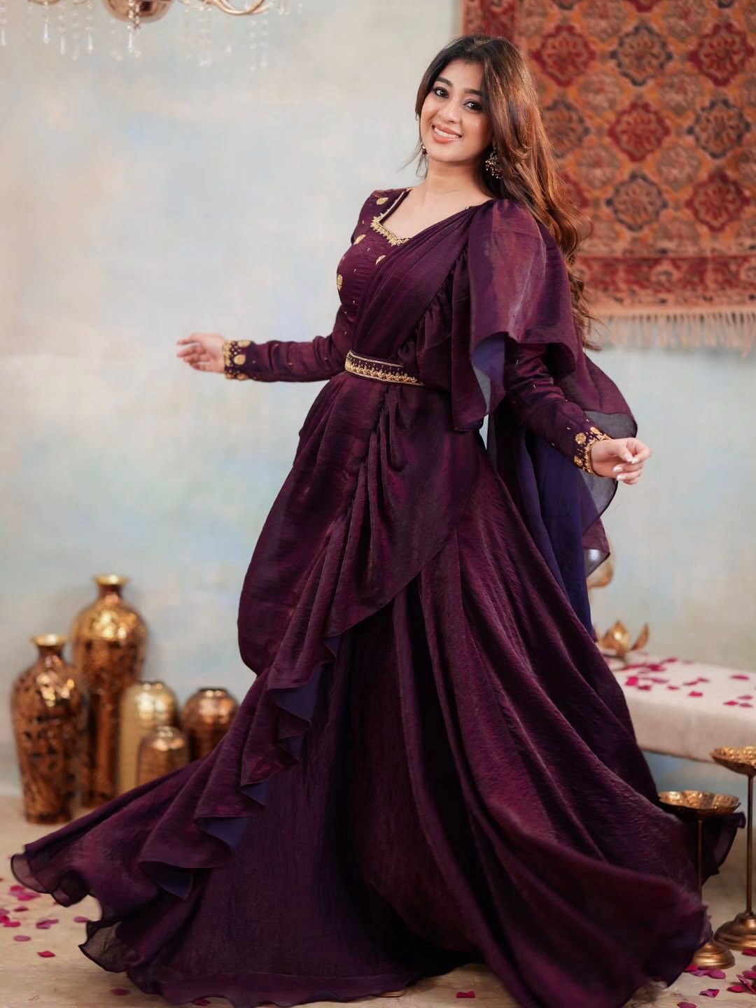Party Wear Lahenga Saree Ready To Wear
