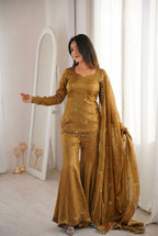 Suhani Fendy Silk Sharara Set (Golden)