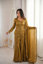 Suhani Fendy Silk Sharara Set (Golden)