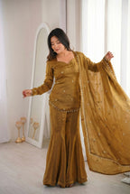 Suhani Fendy Silk Sharara Set (Golden)