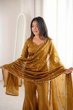 Suhani Fendy Silk Sharara Set (Golden)