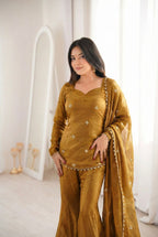 Suhani Fendy Silk Sharara Set (Golden)