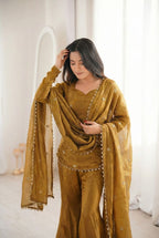 Suhani Fendy Silk Sharara Set (Golden)