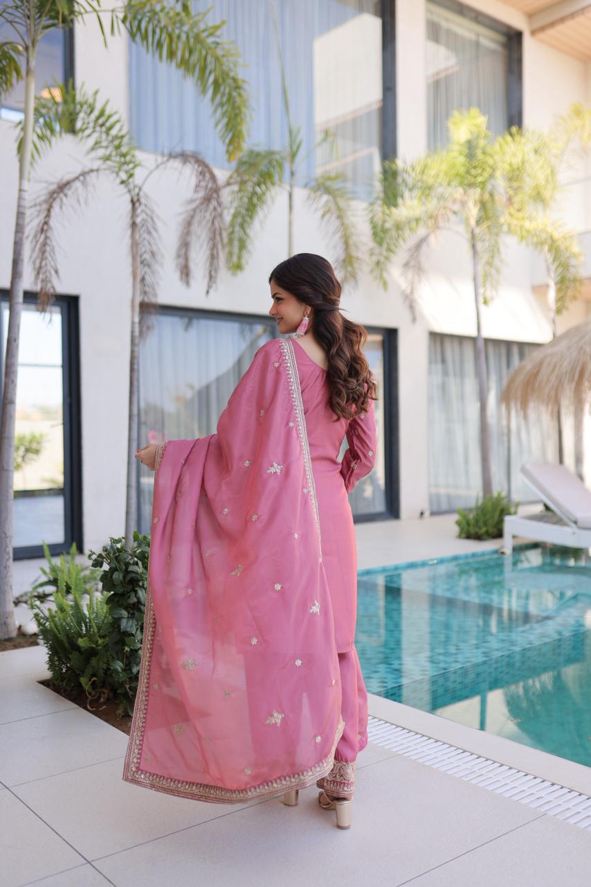Pink Urja Thread Embroidered work  Kurta Set