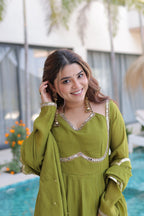 Green Mul Chanderi Suit Set