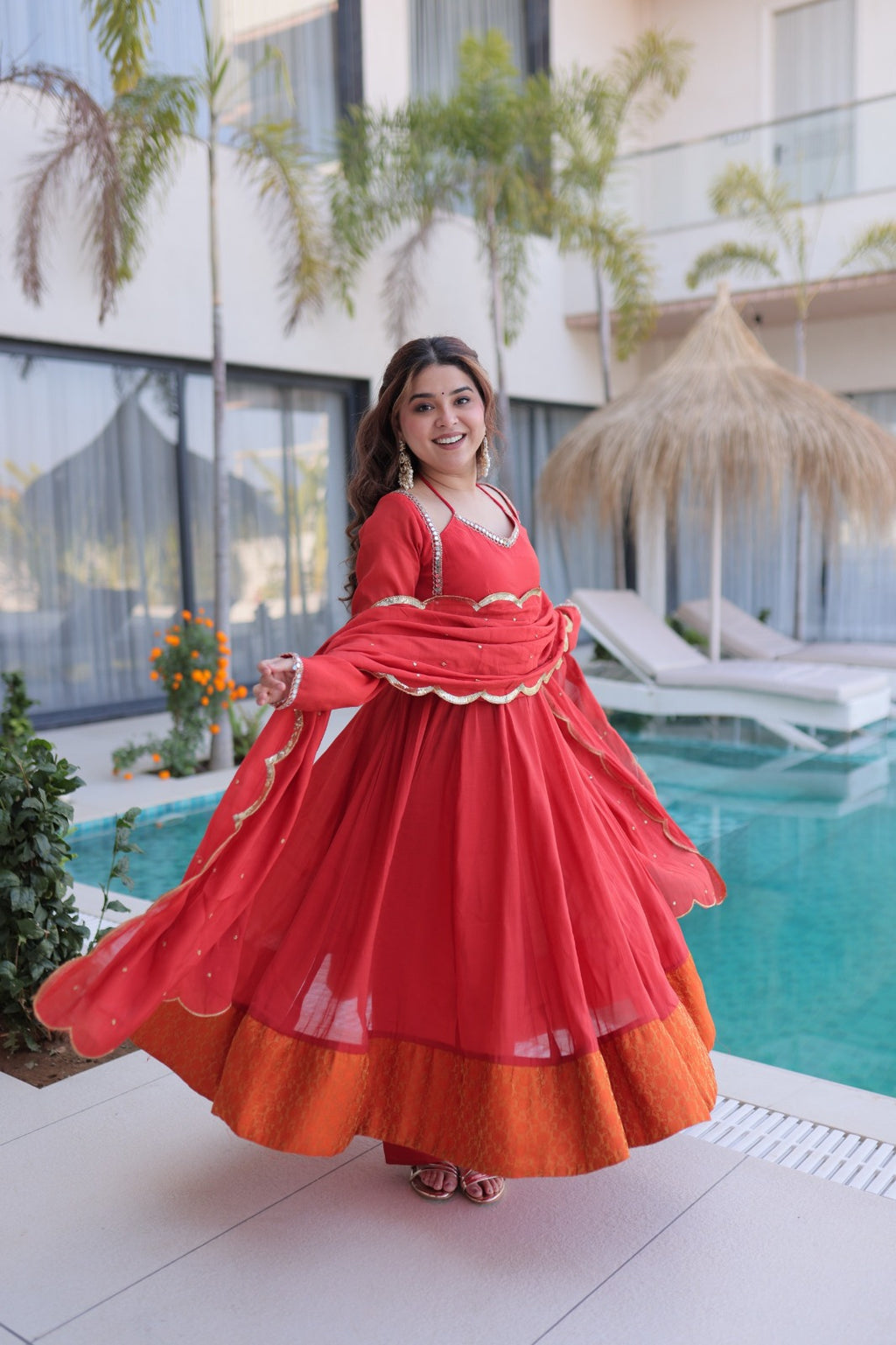 Red Mul Chanderi Suit Set