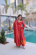 Red Mul Chanderi Suit Set